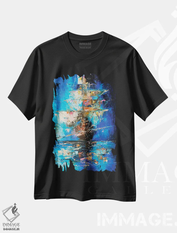 تیشرت مشکی طرح دار کشتی ارواح ۲، آبستره اثر کوپتسووا آرت | immage.ir