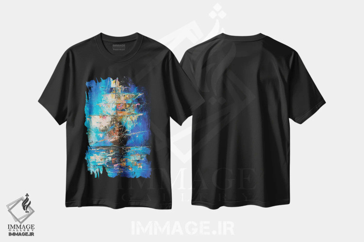 تیشرت مشکی طرح دار کشتی ارواح ۲، آبستره اثر کوپتسووا آرت | immage.ir