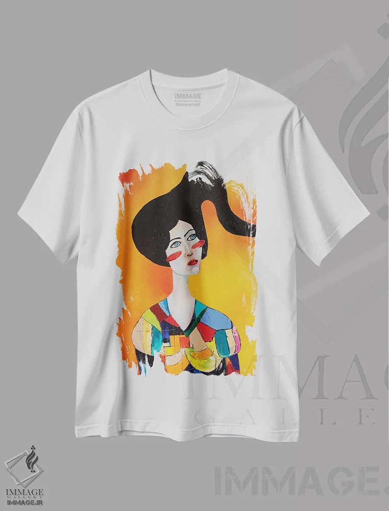 تیشرت سفید طرح دار رؤیاپردازی درباره تو I، هنر فاخر معاصر اثر کوپتسووا آرت | immage.ir