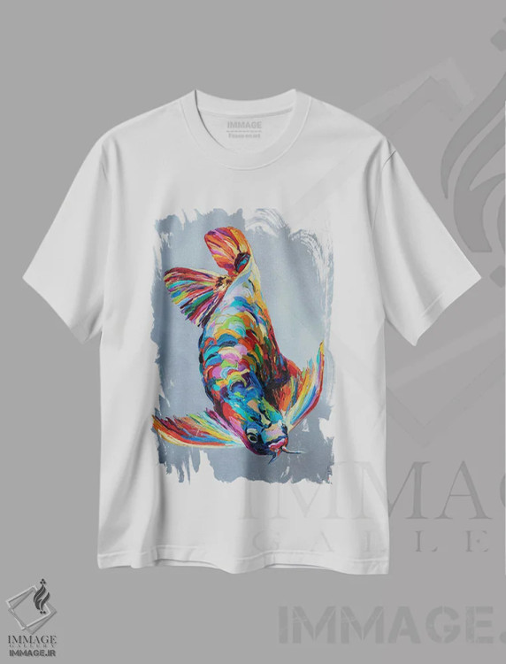 تیشرت سفید طرح دار آروانا، هنر فاخر معاصر اثر کوپتسووا آرت | فروشگاه ایماژ