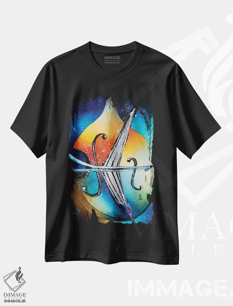 تیشرت مشکی طرح دار کنترباس، دکور معاصر اثر کوپتسووا آرت | فروشگاه ایماژ