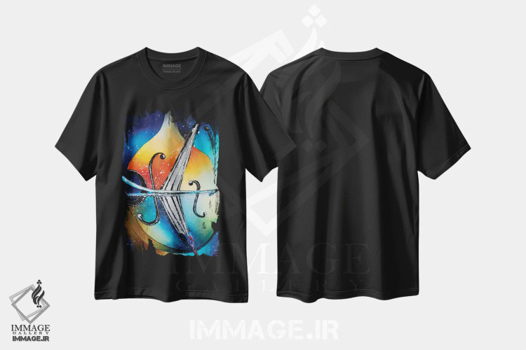 تیشرت مشکی طرح دار کنترباس، دکور معاصر اثر کوپتسووا آرت | فروشگاه ایماژ