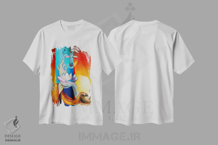 تیشرت سفید طرح دار مدیتیشن، هنر فاخر معاصر اثر کوپتسووا آرت | فروشگاه ایماژ