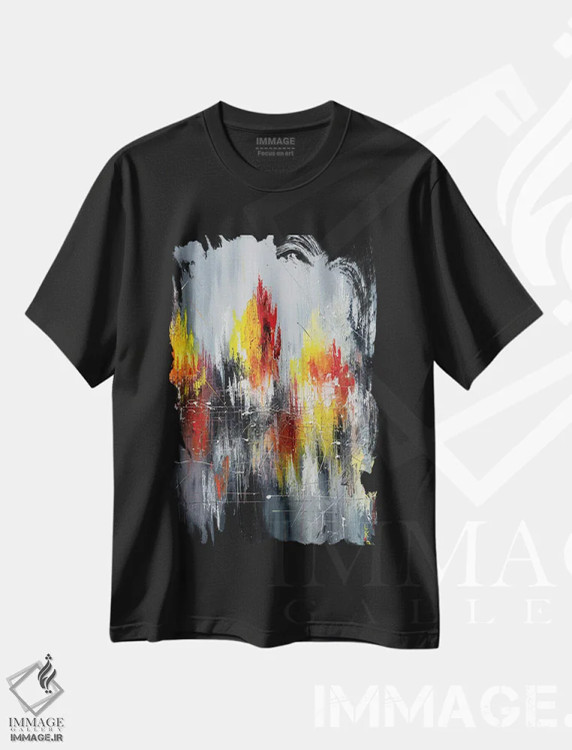 تیشرت مشکی طرح دار پس از باران، آبستره اثر کوپتسووا آرت | فروشگاه ایماژ