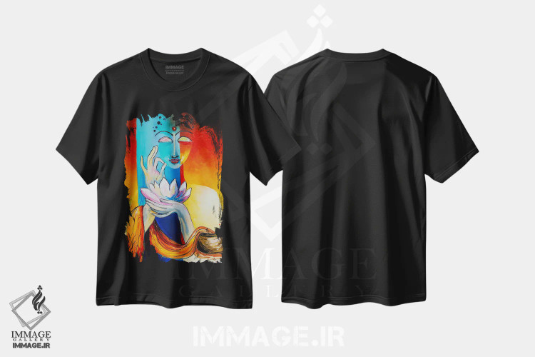 تیشرت مشکی طرح دار مدیتیشن، هنر فاخر معاصر اثر کوپتسووا آرت | immage.ir