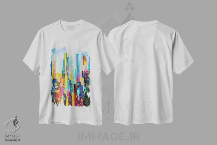تیشرت سفید طرح دار مرکز شهر، آبستره اثر کوپتسووا آرت | immage.ir