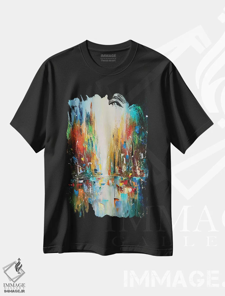 تیشرت مشکی طرح دار خیابان نور غروب اثر کوپتسووا آرت | immage.ir