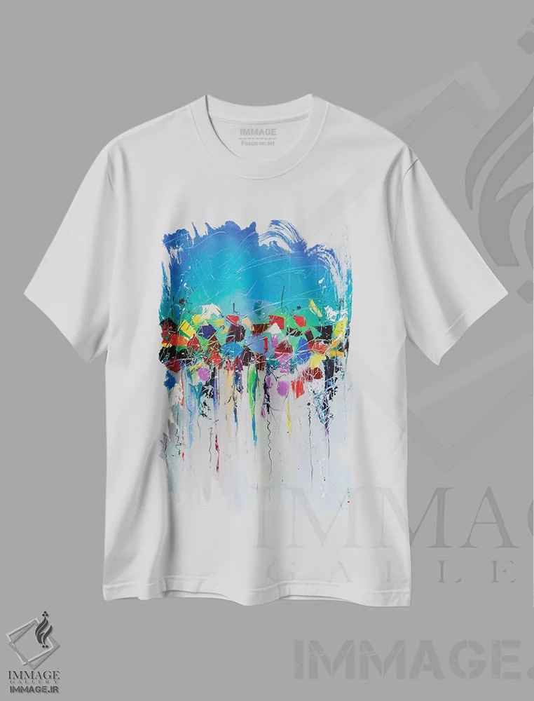 تیشرت سفید طرح دار نسیم اقیانوس اثر کوپتسووا آرت | فروشگاه ایماژ