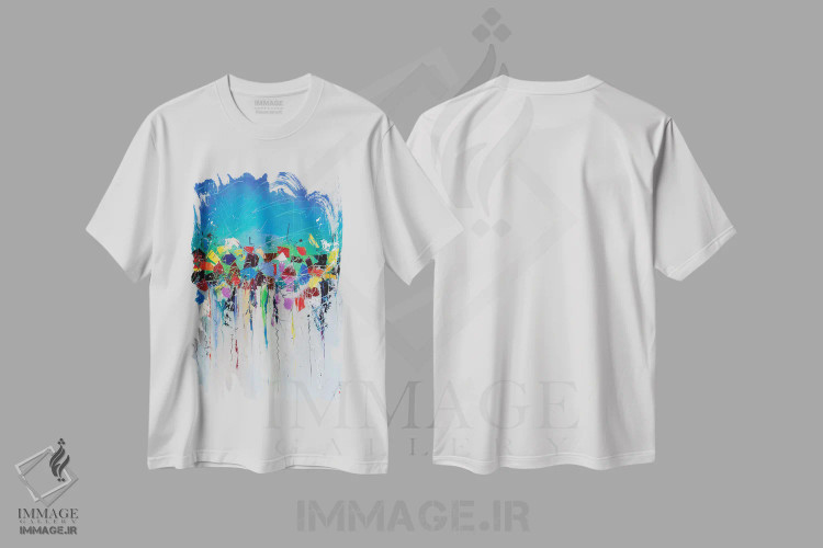 تیشرت سفید طرح دار نسیم اقیانوس اثر کوپتسووا آرت | فروشگاه ایماژ