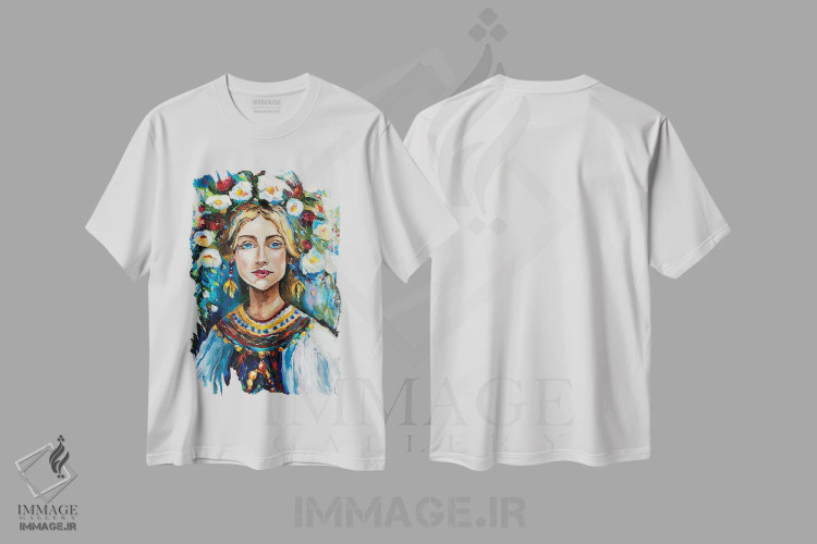 تیشرت سفید طرح دار زیبایی اوکراینی، هنر فاخر معاصر اثر کوپتسووا آرت | فروشگاه ایماژ