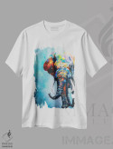 تیشرت سفید طرح دار فیل، دکور معاصر اثر کوپتسووا آرت | immage.ir