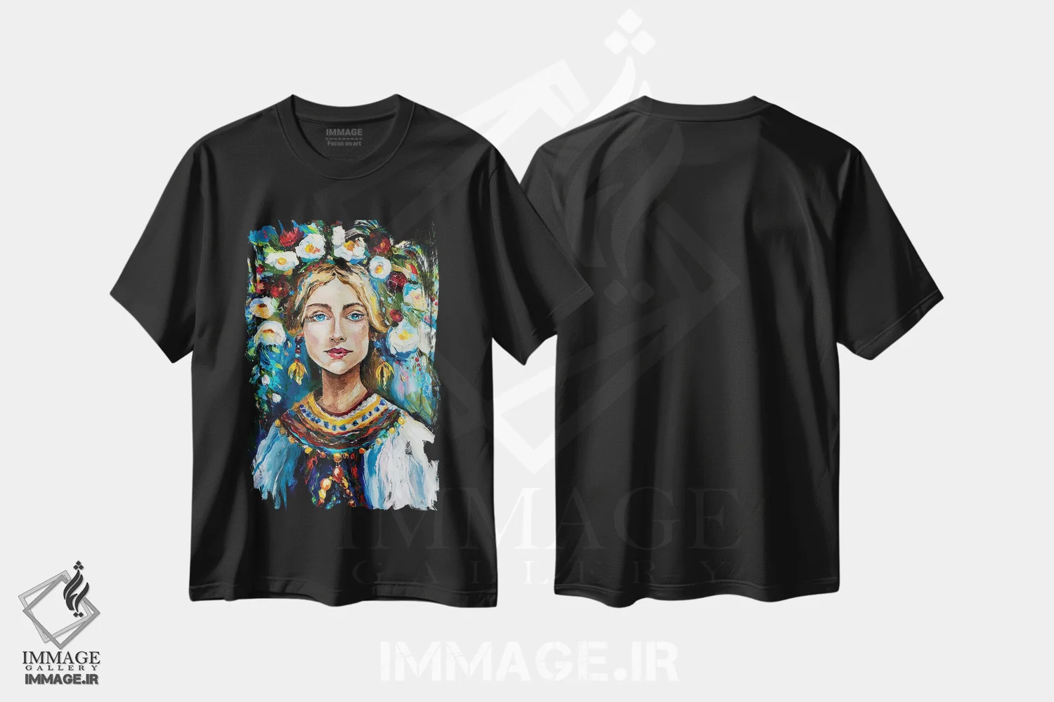 تیشرت مشکی طرح دار زیبایی اوکراینی، هنر فاخر معاصر اثر کوپتسووا آرت | immage.ir