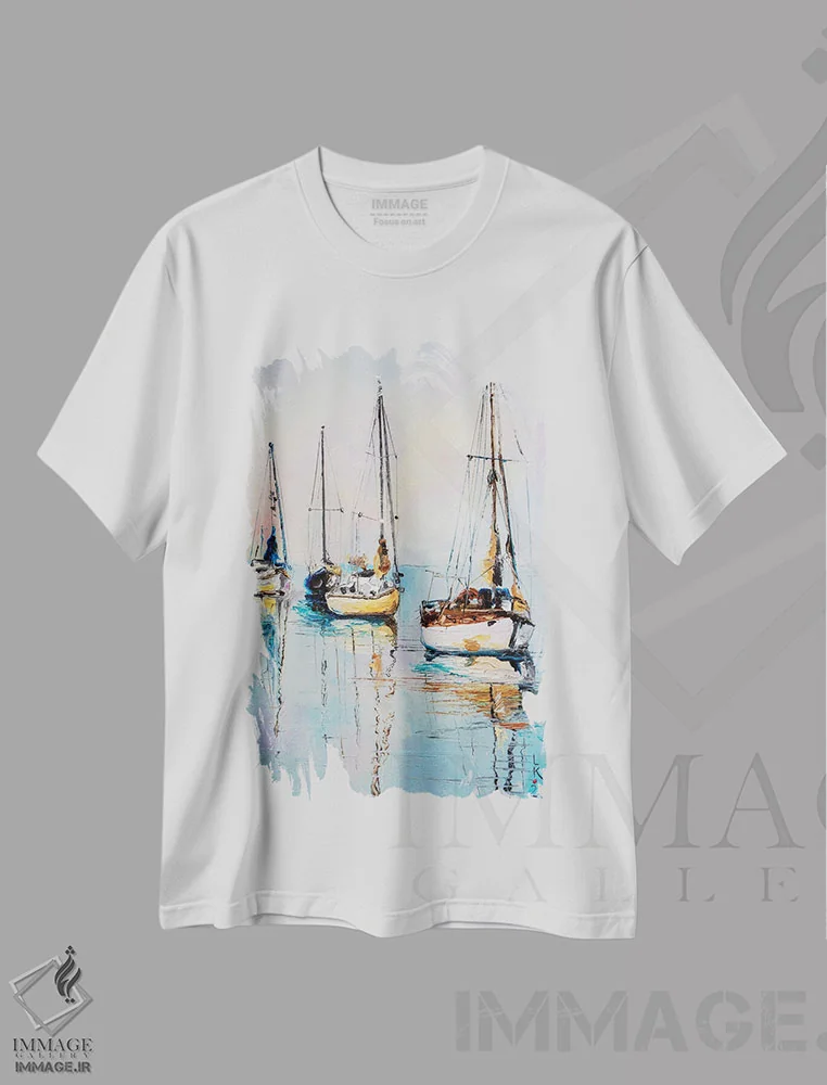 تیشرت سفید طرح دار آرامش کامل، دکور ساحلی اثر کوپتسووا آرت | immage.ir