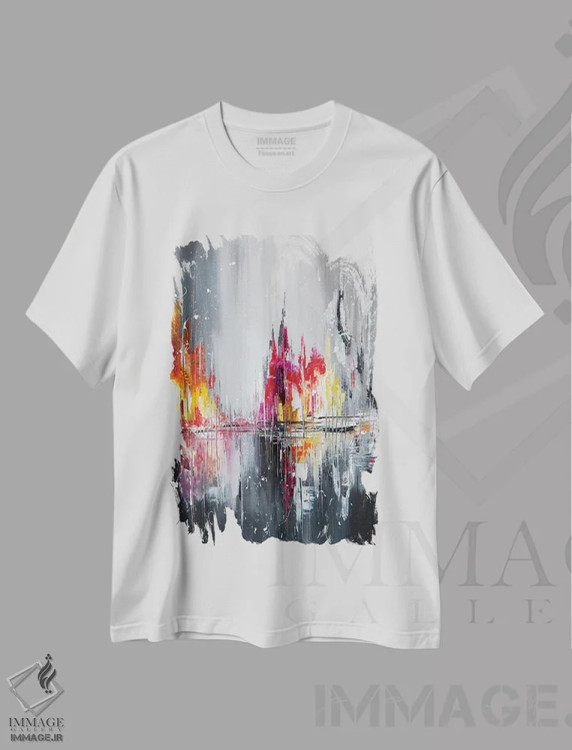 تیشرت سفید طرح دار پس از باران II، آبستره اثر کوپتسووا آرت | immage.ir