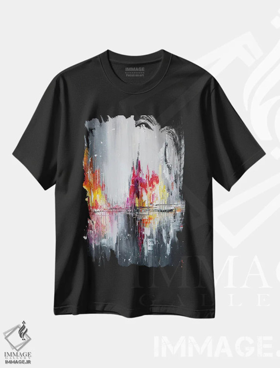 تیشرت مشکی طرح دار پس از باران II، آبستره اثر کوپتسووا آرت | فروشگاه ایماژ