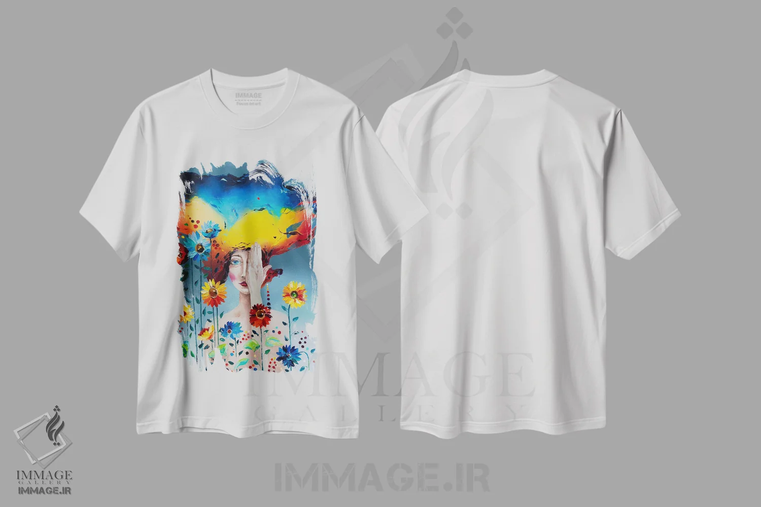 تیشرت سفید طرح دار من زنده ام، دکور معاصر اثر کوپتسووا آرت | فروشگاه ایماژ