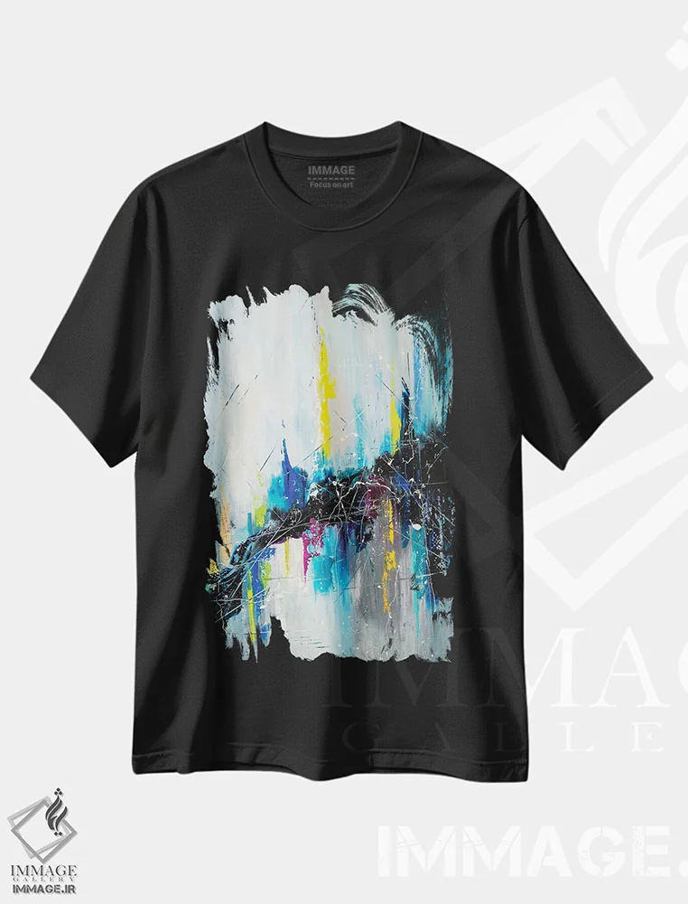 تیشرت مشکی طرح دار سقوط در بی نهایت اثر کوپتسووا آرت | immage.ir