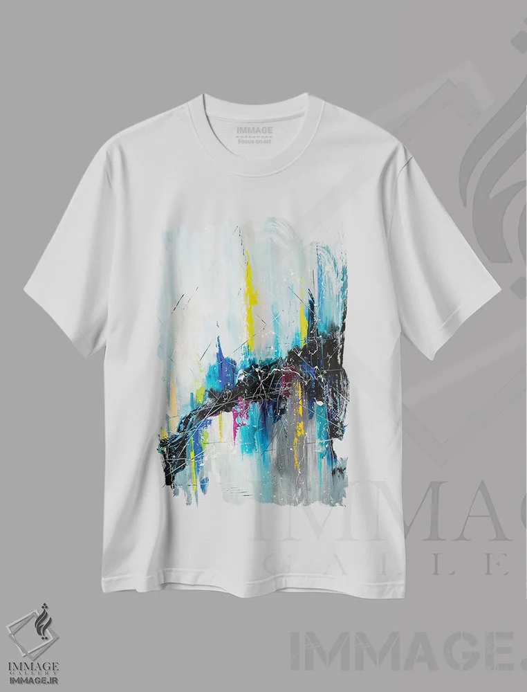 تیشرت سفید طرح دار سقوط در بی نهایت اثر کوپتسووا آرت | فروشگاه ایماژ