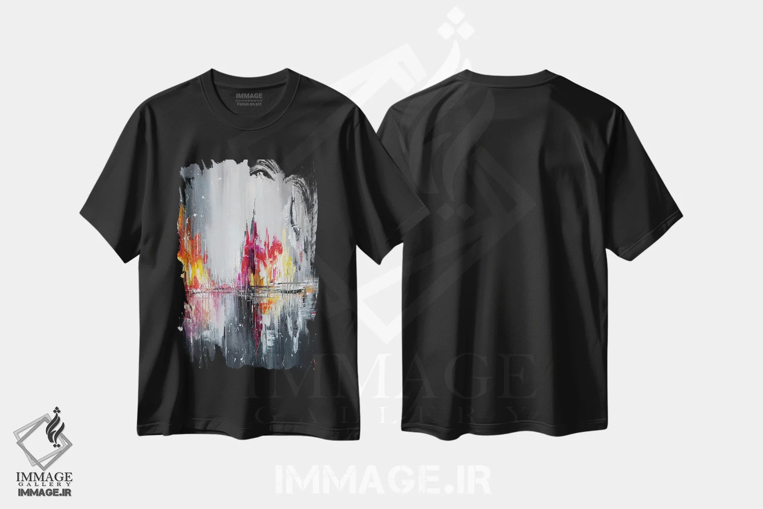 تیشرت مشکی طرح دار پس از باران II، آبستره اثر کوپتسووا آرت | فروشگاه ایماژ
