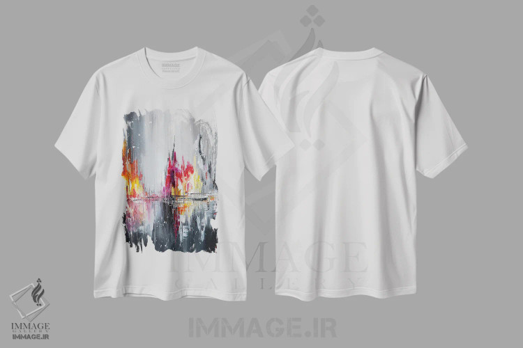 تیشرت سفید طرح دار پس از باران II، آبستره اثر کوپتسووا آرت | immage.ir