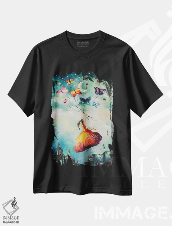 تیشرت مشکی طرح دار پرواز کن، دکور معاصر اثر کوپتسووا آرت | immage.ir