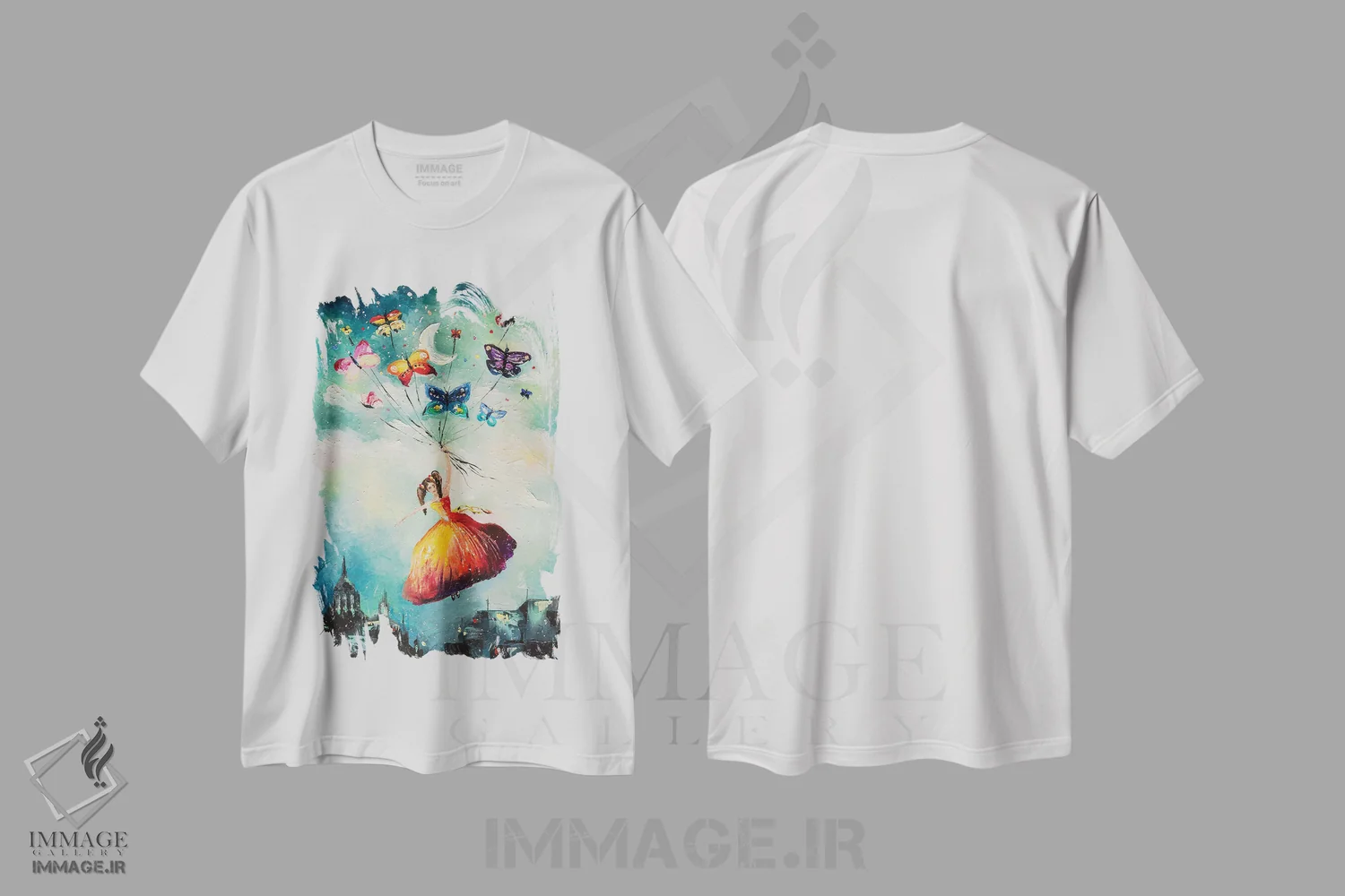 تیشرت سفید طرح دار پرواز کن، دکور معاصر اثر کوپتسووا آرت | فروشگاه ایماژ