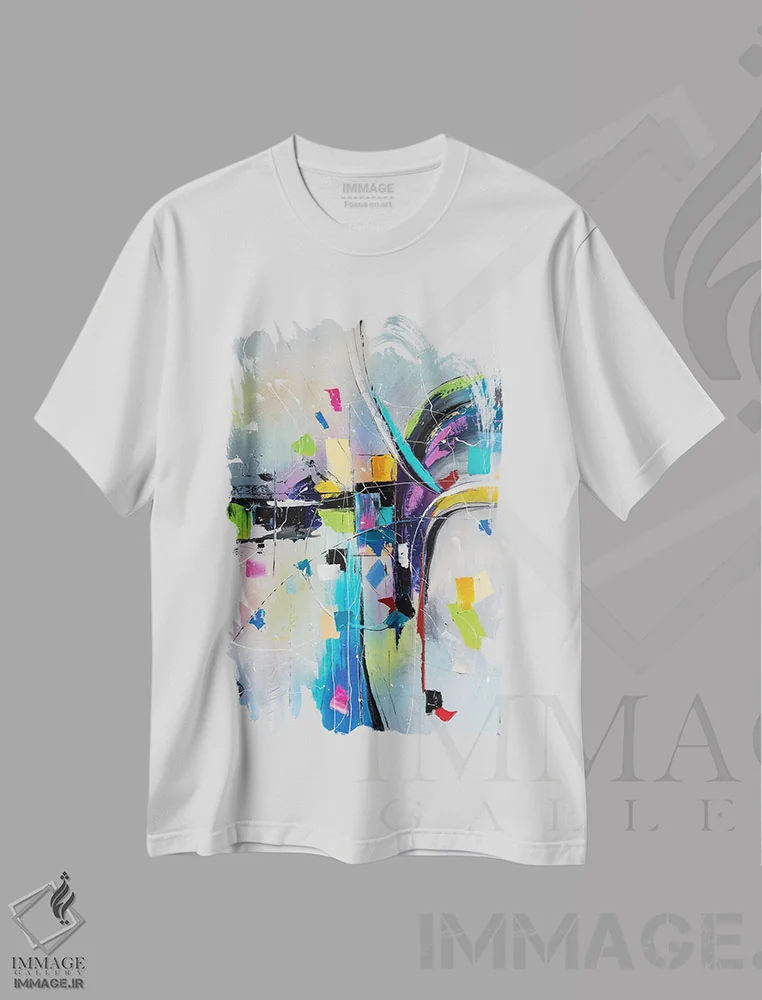 تیشرت سفید طرح دار ادغام II اثر کوپتسووا آرت | فروشگاه ایماژ