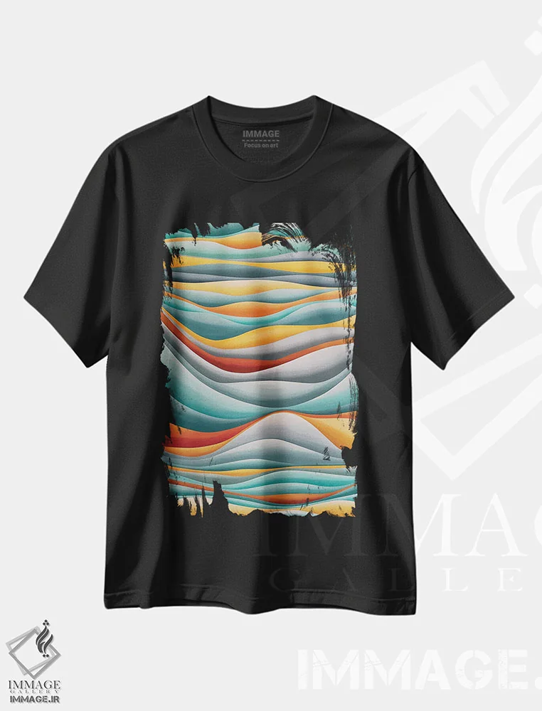 تیشرت مشکی طرح دار آرامش، آبستره اثر شوشانیک کاراپتیان | immage.ir