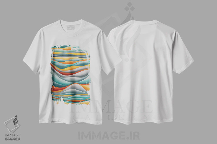 تیشرت سفید طرح دار آرامش، آبستره اثر شوشانیک کاراپتیان | فروشگاه ایماژ