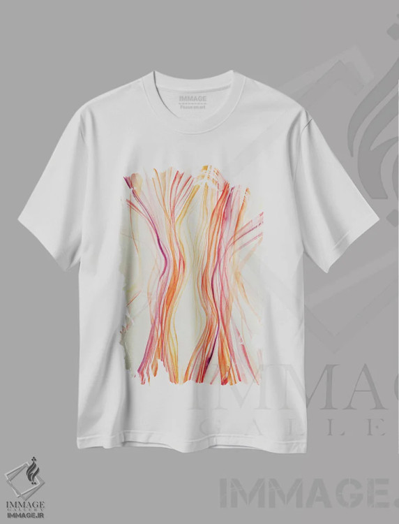 تیشرت سفید طرح دار نسیم تابستانی، آبستره اثر شوشانیک کاراپتیان | immage.ir