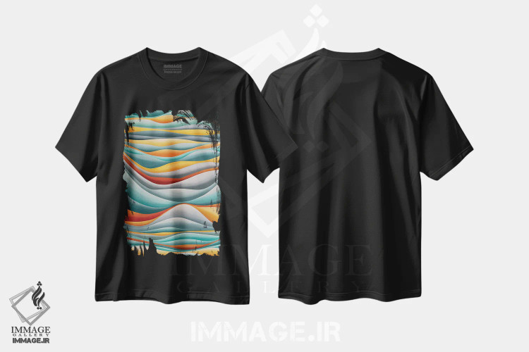 تیشرت مشکی طرح دار آرامش، آبستره اثر شوشانیک کاراپتیان | immage.ir