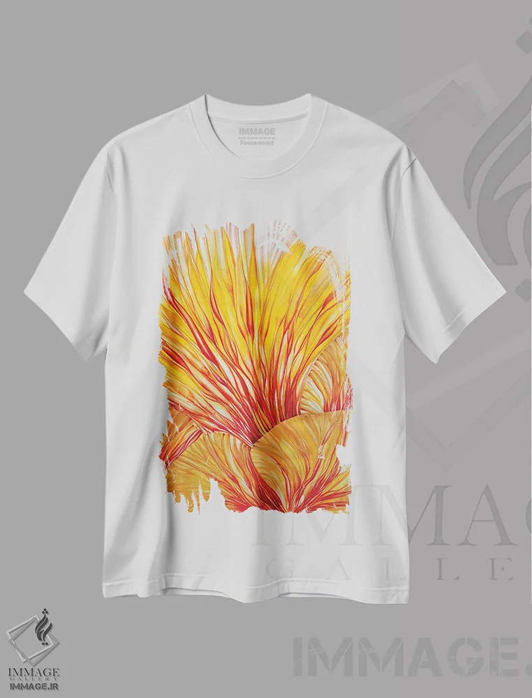 تیشرت سفید طرح دار قارچ، آبستره اثر شوشانیک کاراپتیان | فروشگاه ایماژ