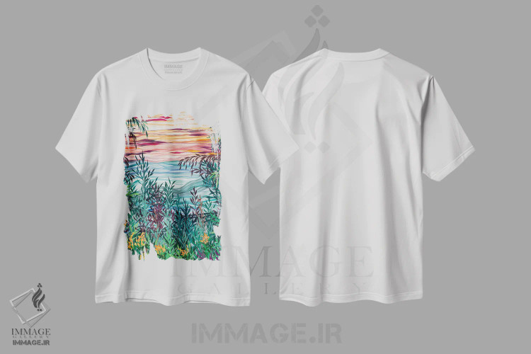 تیشرت سفید طرح دار غروب تابستان، دکور بوهمی اثر شوشانیک کاراپتیان | immage.ir