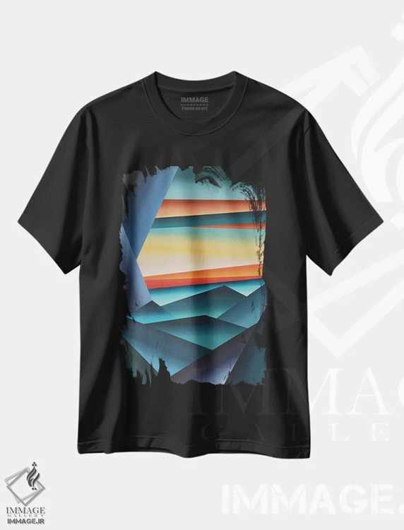 تیشرت مشکی طرح دار از من عبور کن III، آبستره اثر شوشانیک کاراپتیان | فروشگاه ایماژ