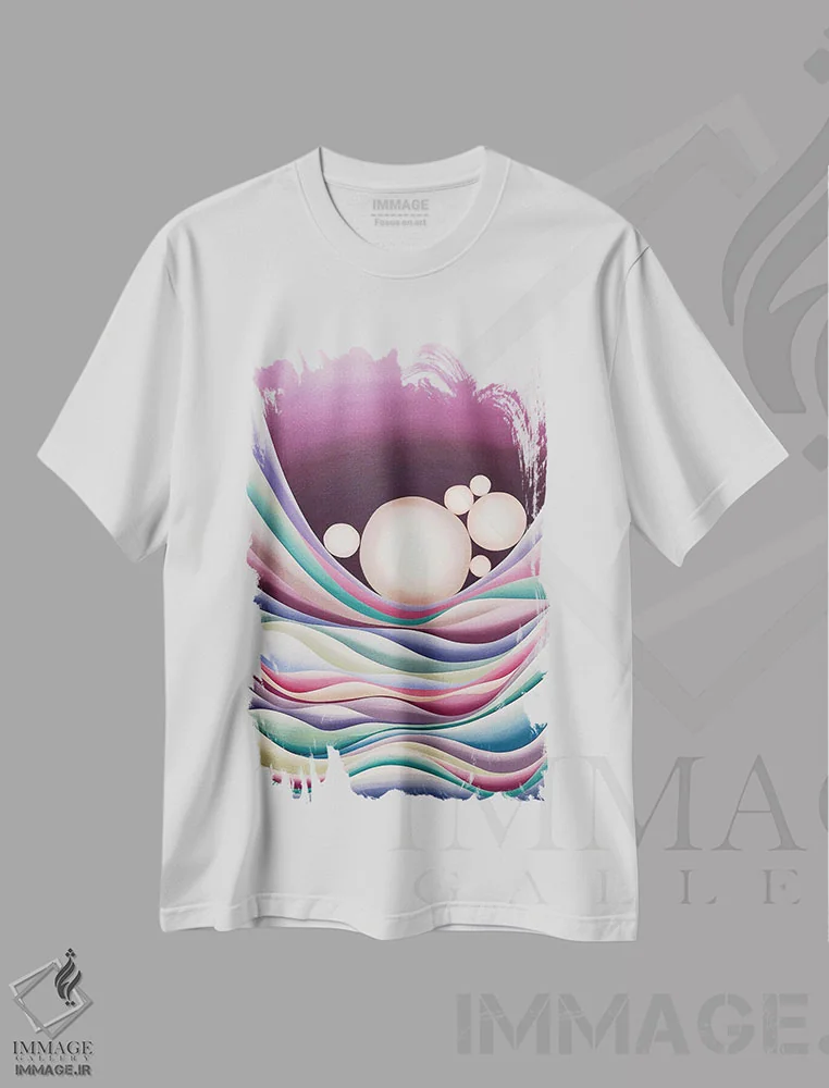 تیشرت سفید طرح دار فولیکولی، آبستره اثر شوشانیک کاراپتیان | immage.ir