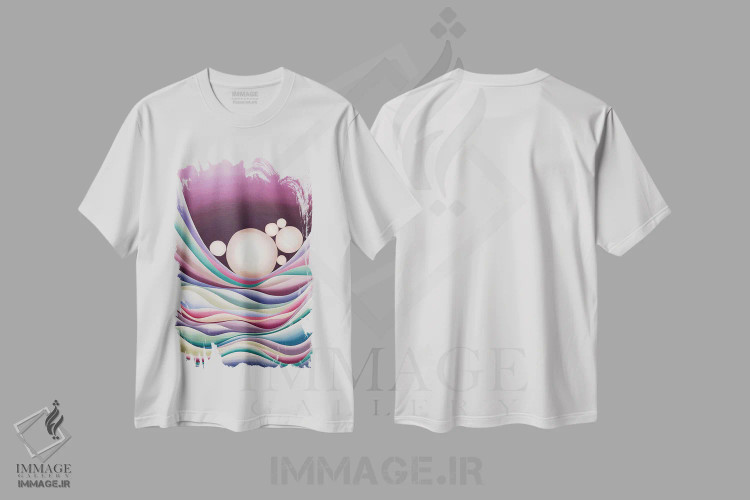 تیشرت سفید طرح دار فولیکولی، آبستره اثر شوشانیک کاراپتیان | immage.ir