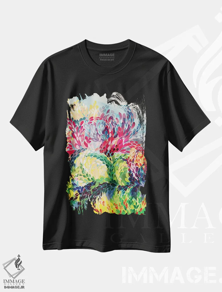 تیشرت مشکی طرح دار زیر دریا IV-A، دکور بوهمی اثر شوشانیک کاراپتیان | فروشگاه ایماژ
