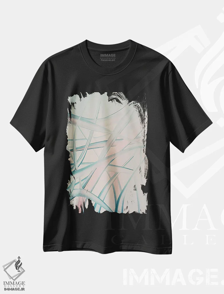 تیشرت مشکی طرح دار آرامش، آبستره اثر شوشانیک کاراپتیان | فروشگاه ایماژ