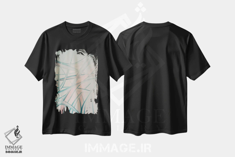 تیشرت مشکی طرح دار آرامش، آبستره اثر شوشانیک کاراپتیان | فروشگاه ایماژ