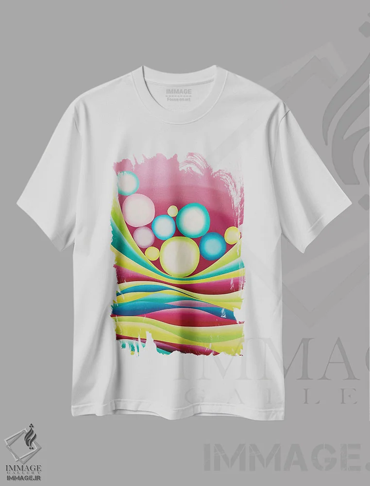 تیشرت سفید طرح دار چندکیستی، آبستره اثر شوشانیک کاراپتیان | immage.ir