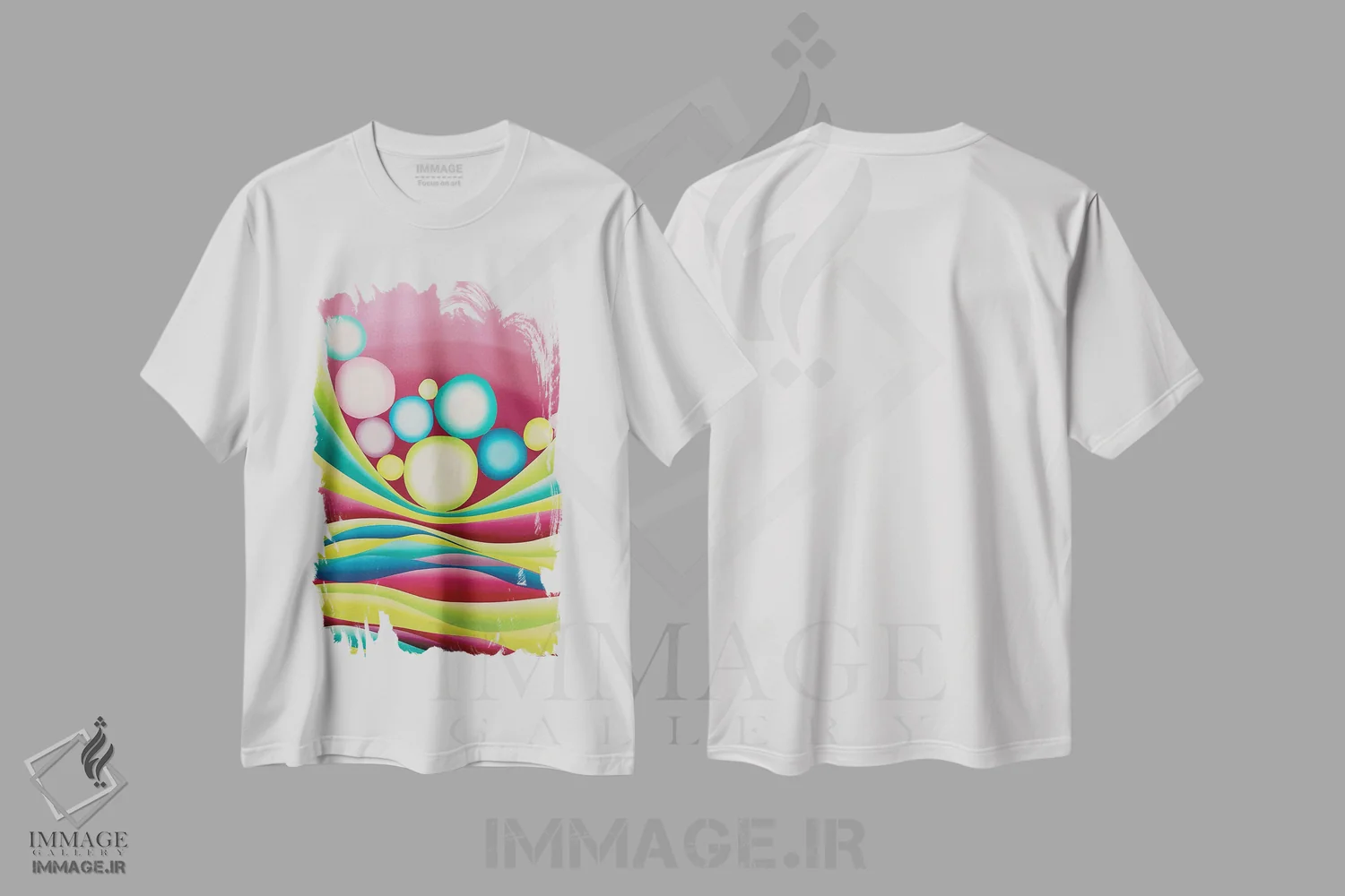 تیشرت سفید طرح دار چندکیستی، آبستره اثر شوشانیک کاراپتیان | immage.ir