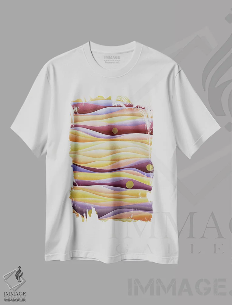 تیشرت سفید طرح دار فالوپ، آبستره اثر شوشانیک کاراپتیان | immage.ir