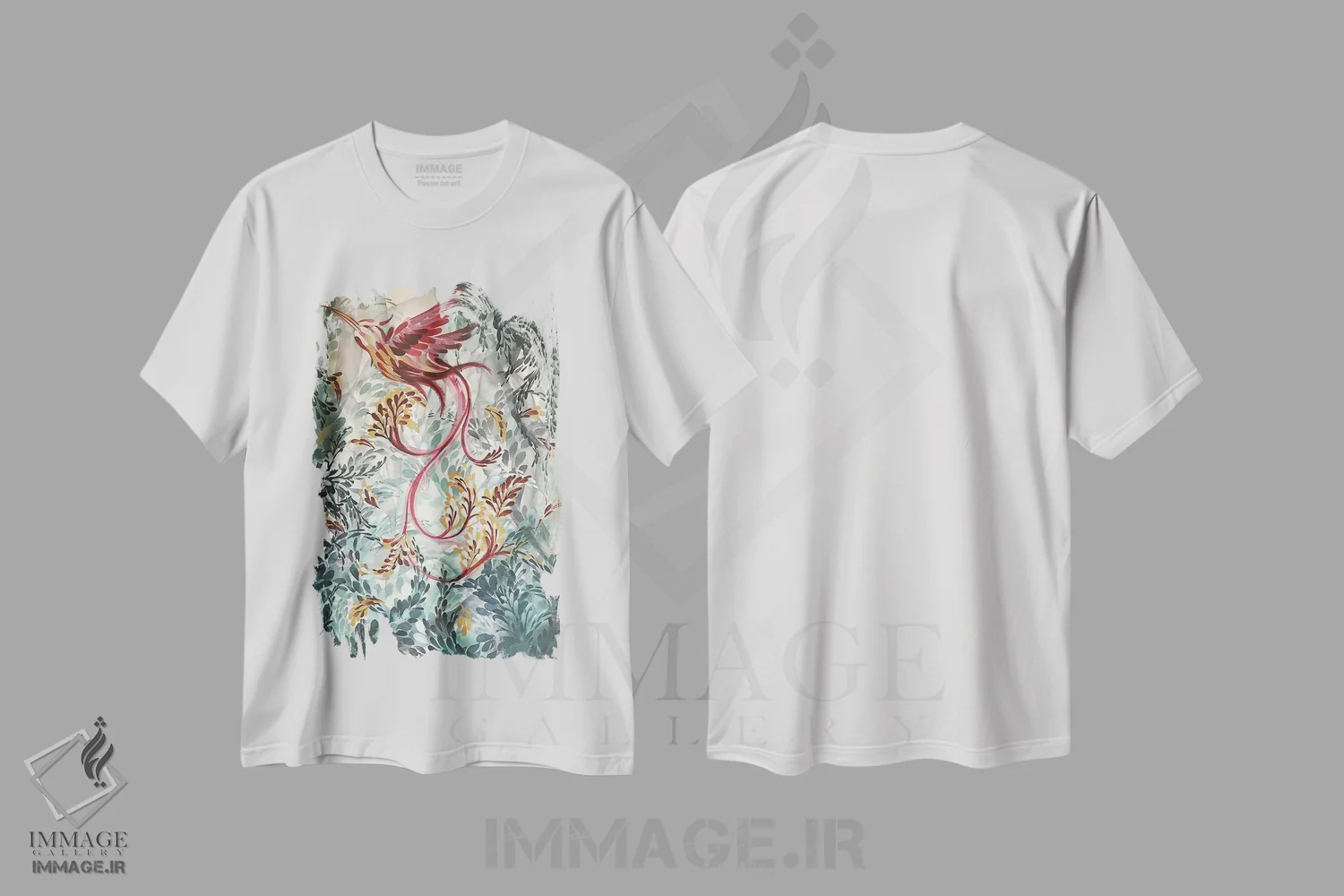 تیشرت سفید طرح دار پرواز بهار، دکور بوهمی اثر شوشانیک کاراپتیان | immage.ir