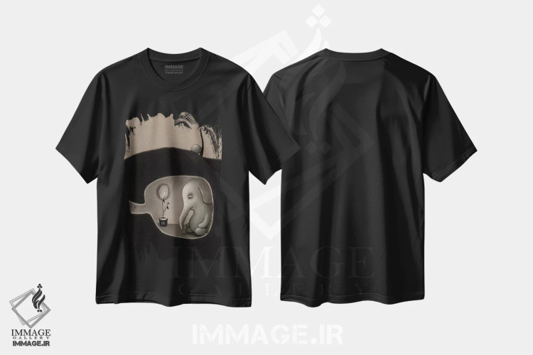 تیشرت مشکی طرح دار یک چرت کوتاه، هنر فاخر معاصر اثر کریستین آدام | فروشگاه ایماژ