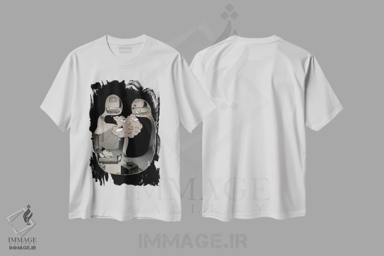 تیشرت سفید طرح دار رویای کارتونی، هنر فاخر معاصر اثر کریستین آدام | فروشگاه ایماژ