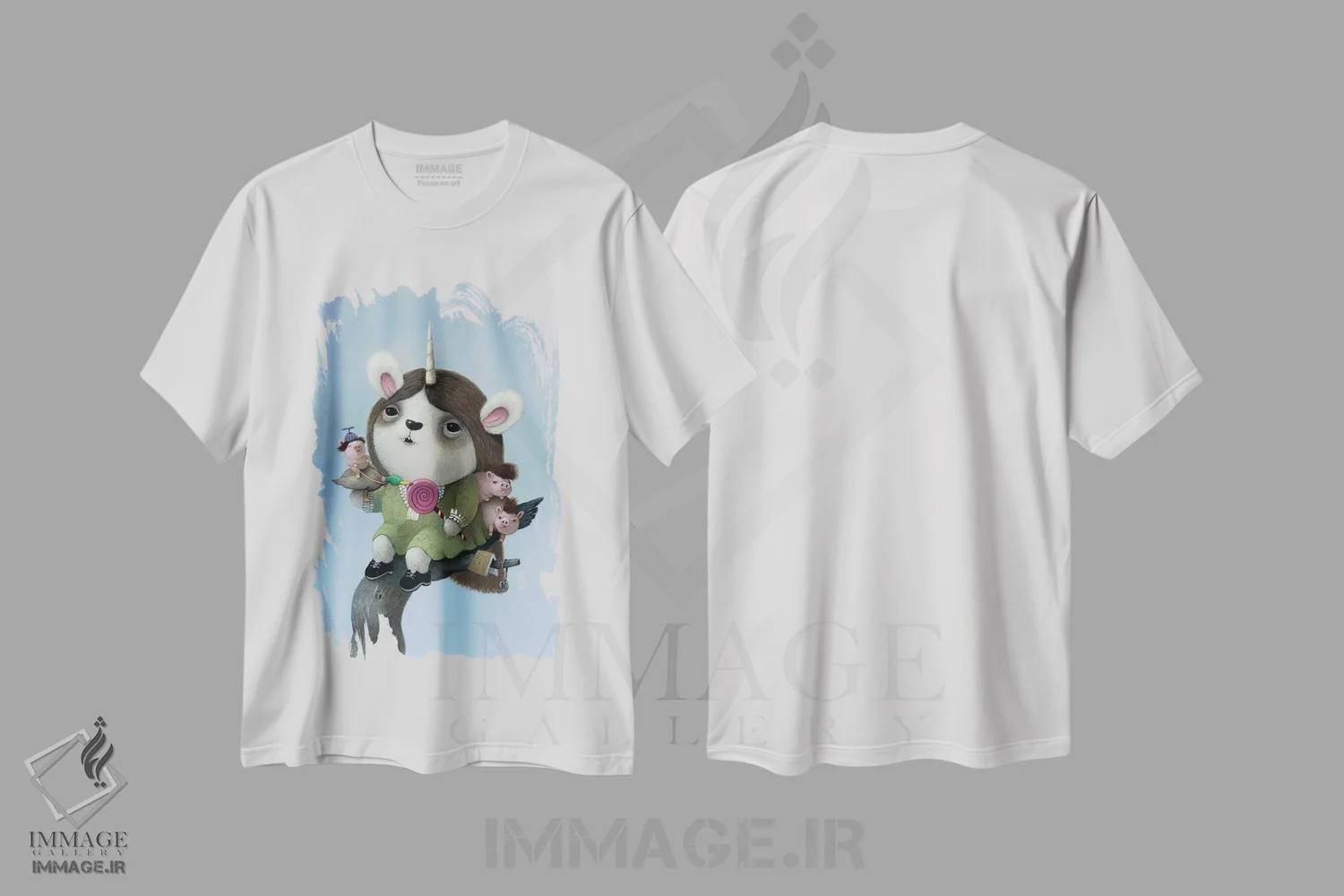 تیشرت سفید طرح دار اردک لیس، هنر فاخر معاصر اثر کریستین آدام | فروشگاه ایماژ