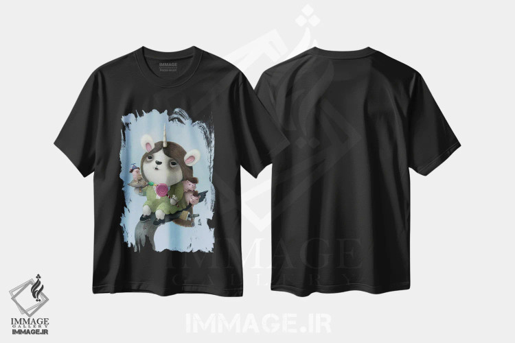 تیشرت مشکی طرح دار اردک لیس، هنر فاخر معاصر اثر کریستین آدام | immage.ir