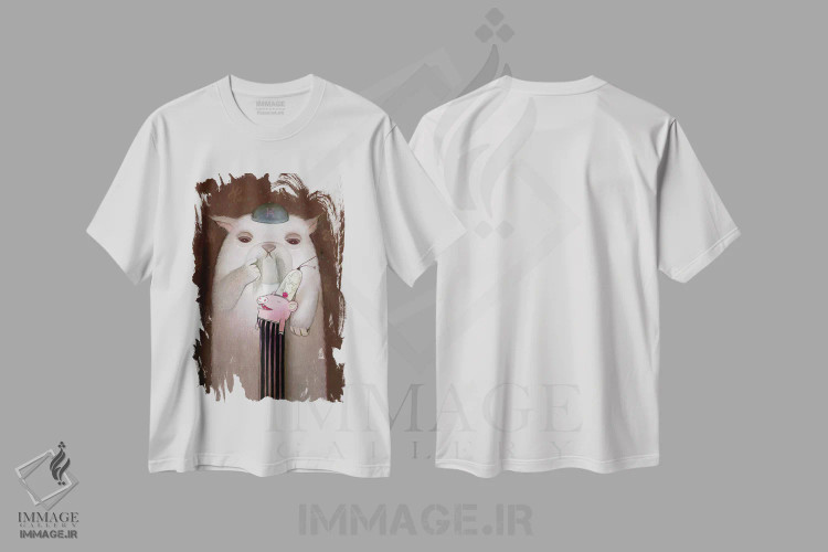 تیشرت سفید طرح دار فلوکو، هنر فاخر معاصر اثر کریستین آدام | فروشگاه ایماژ