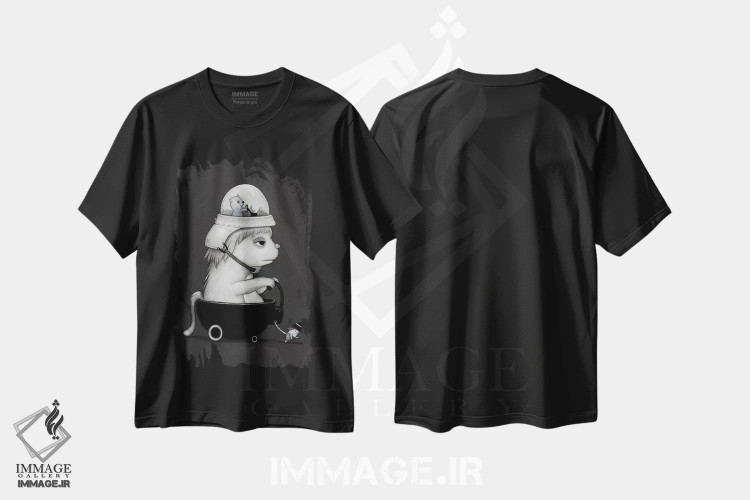 تیشرت مشکی طرح دار هیروکی، هنر فاخر معاصر اثر کریستین آدام | فروشگاه ایماژ