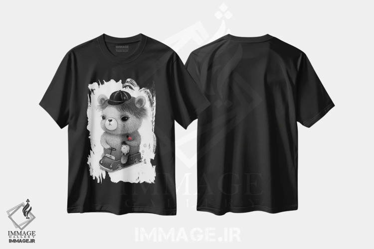 تیشرت مشکی طرح دار آکمی، هنر فاخر معاصر اثر کریستین آدام | immage.ir